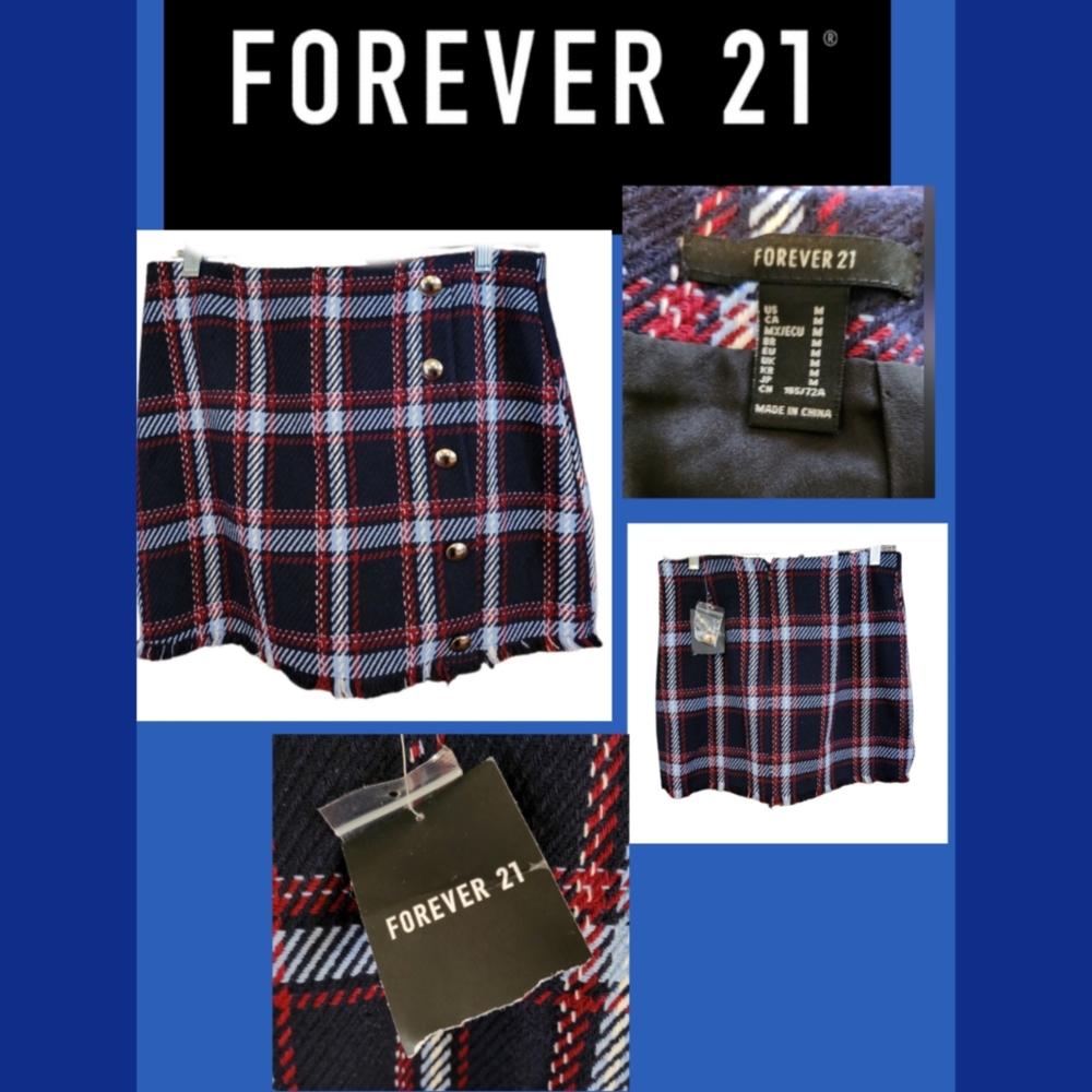 FOREVER 21, 5 FRONT BUTTON WOOL BLEND SKIRT, SIZE M NWT - Picture 1 of 5